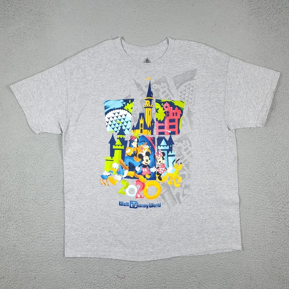 Walt Disney World 2020 Mickey Mouse & Friends Gray Graphic T-Shirt Mens Size XL
